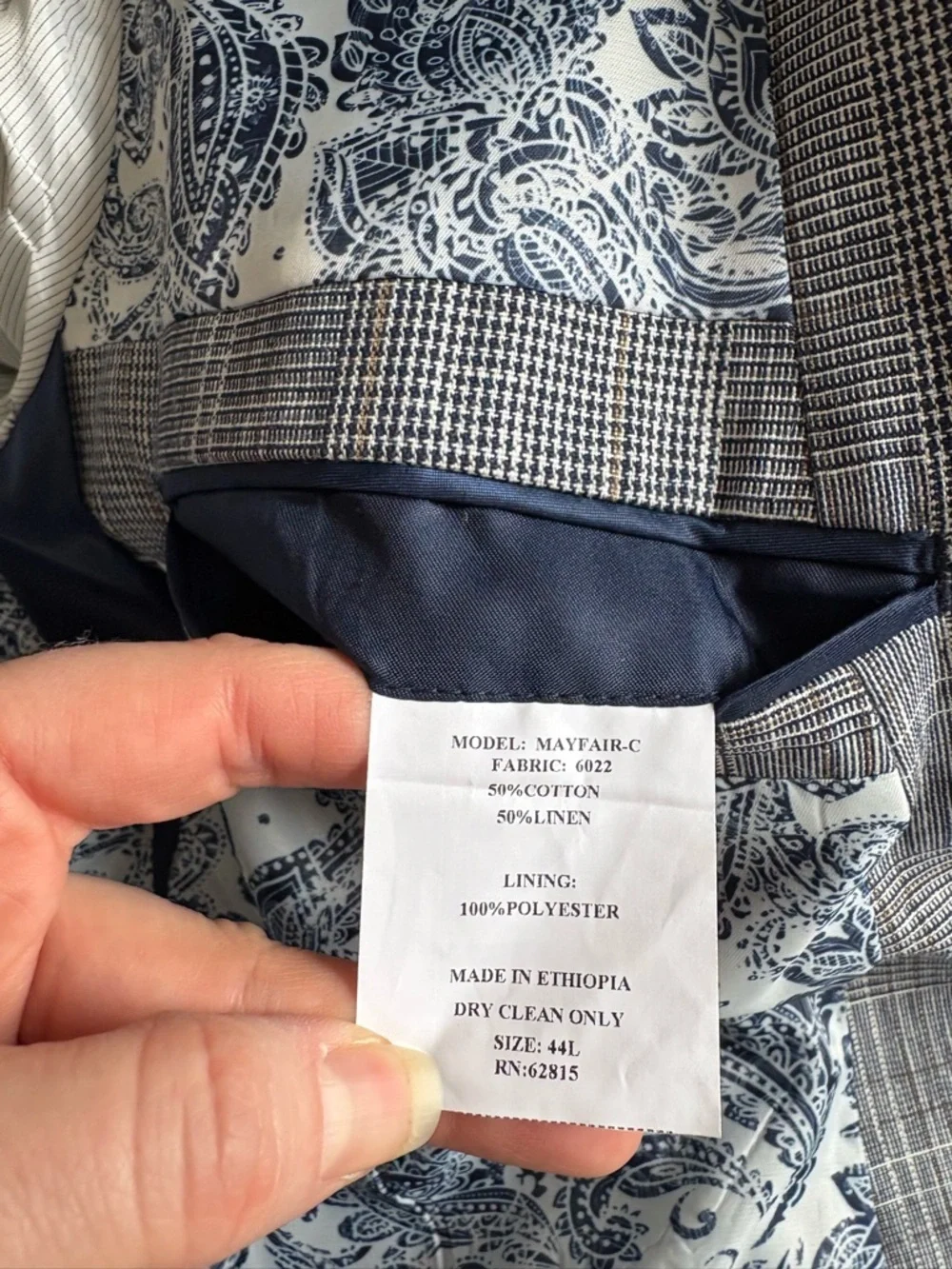 NWT Saville Row men’s linen blazer jacket navy Brit Skinny fit 44L